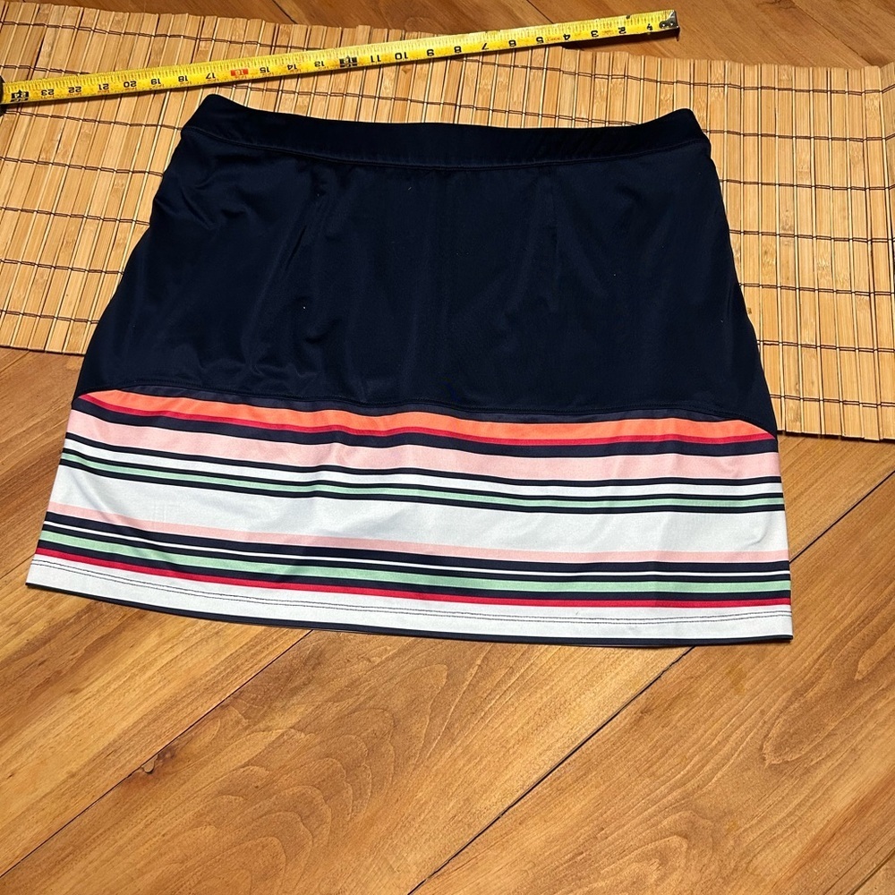 Izod Dark Blue Golf or Tennis skort with Multicolor Stripes - Picture 5 of 7